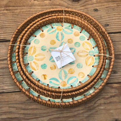 MURADITOHOME Mother of Pearl Round Tray Set of 3 (10.5,8.75,8 inch) Batch 5