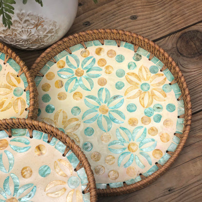MURADITOHOME Mother of Pearl Round Tray Set of 3 (10.5,8.75,8 inch) Batch 5