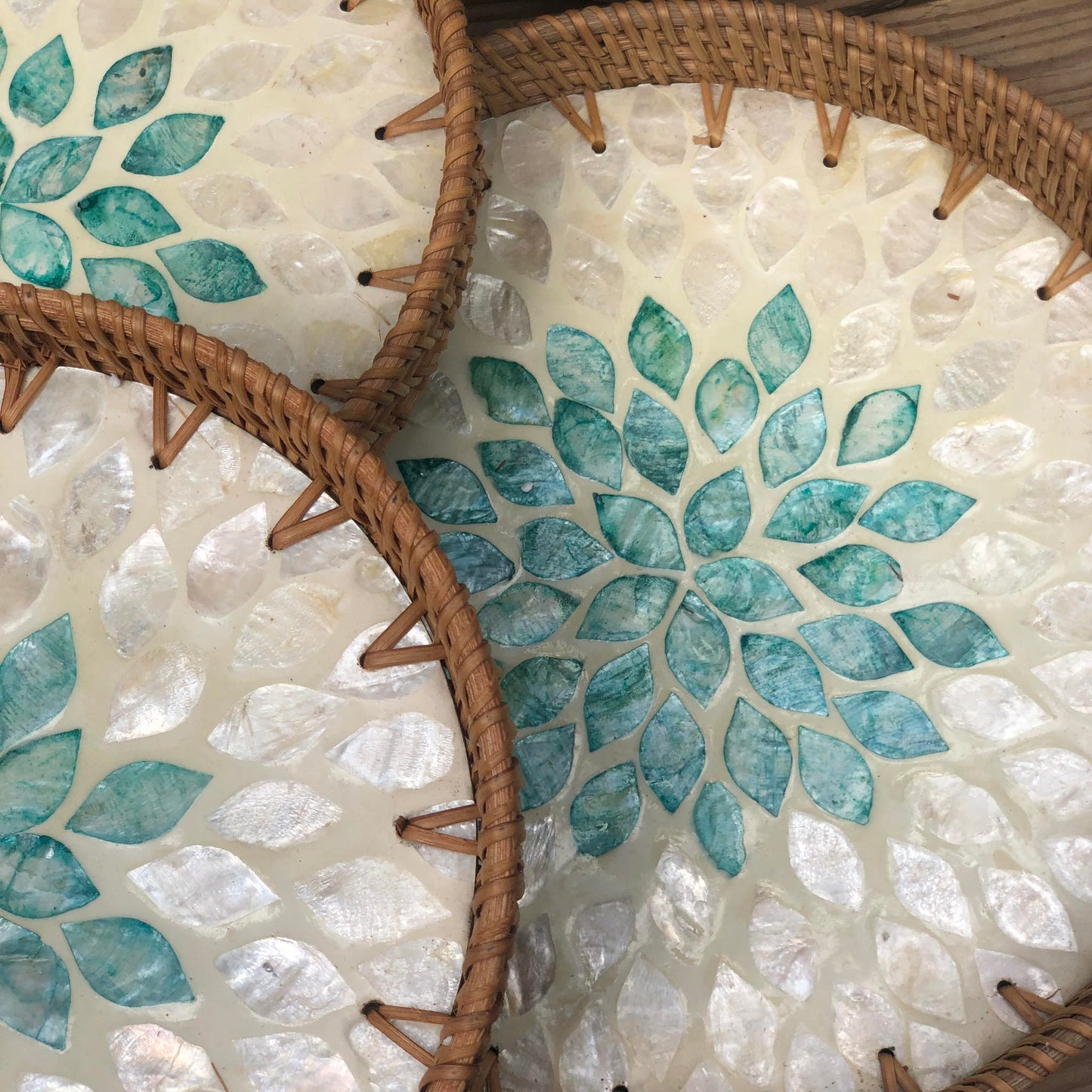 MURADITOHOME Mother of Pearl Round Tray Set of 3(10.5,8.75,8 inch) Batch 6