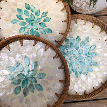 MURADITOHOME Mother of Pearl Round Tray Set of 3(10.5,8.75,8 inch) Batch 6