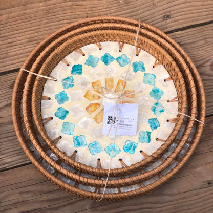 MURADITOHOME Mother of Pearl Round Tray Set of 3( 10.5,8.75,8 inch) Batch 7