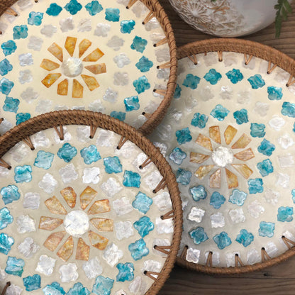MURADITOHOME Mother of Pearl Round Tray Set of 3( 10.5,8.75,8 inch) Batch 7