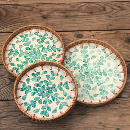 MURADITOHOME Mother of Pearl Round Tray Set of 3 (10.5,8.75,8 inch) Batch 8