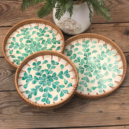 MURADITOHOME Mother of Pearl Round Tray Set of 3 (10.5,8.75,8 inch) Batch 8