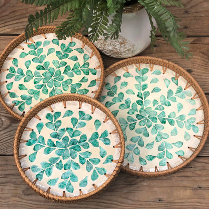 MURADITOHOME Mother of Pearl Round Tray Set of 3 (10.5,8.75,8 inch) Batch 8