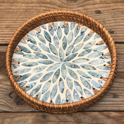 MURADITOHOME Mother of Pearl Round Tray Set of 3 (10.5,8.75,8 inch)