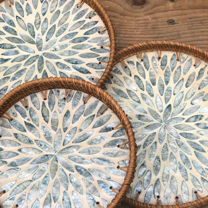 MURADITOHOME Mother of Pearl Round Tray Set of 3 (10.5,8.75,8 inch)