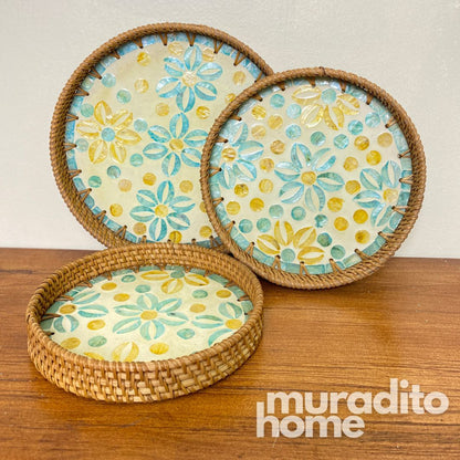 MURADITOHOME Mother of Pearl Round Tray (set of 3) 10.5,8.75,8 inch