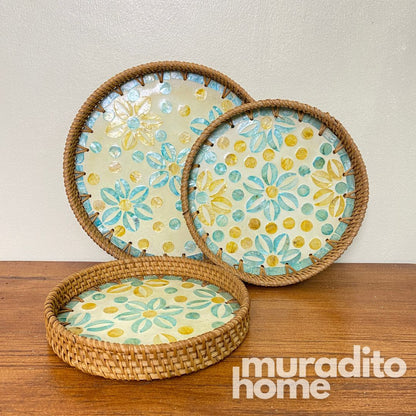 MURADITOHOME Mother of Pearl Round Tray (set of 3) 10.5,8.75,8 inch