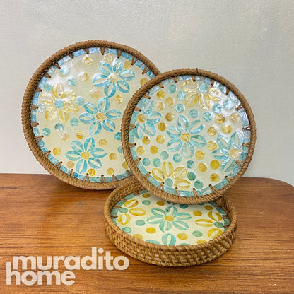MURADITOHOME Mother of Pearl Round Tray (set of 3) 10.5,8.75,8 inch