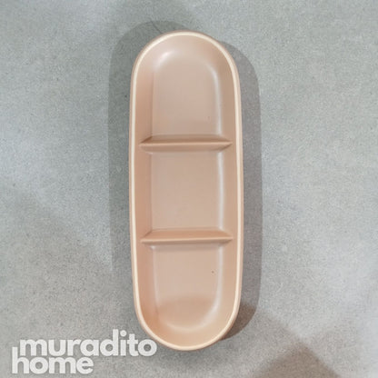 Ceramic 3 slots Dish Plate 12.75x4.5 inch and Dipping Sauce Tray 11x4.75 inch