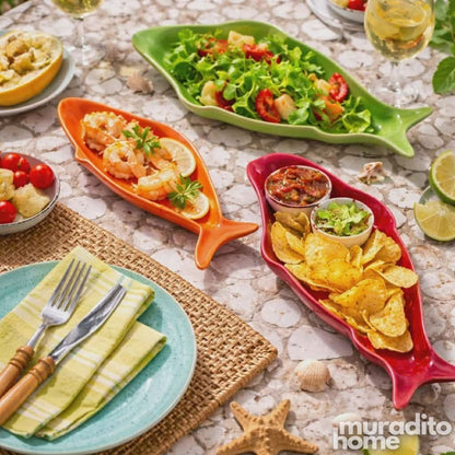 Muraditohome Pescado Fish Shaped Ceramic Serving Platter Collection