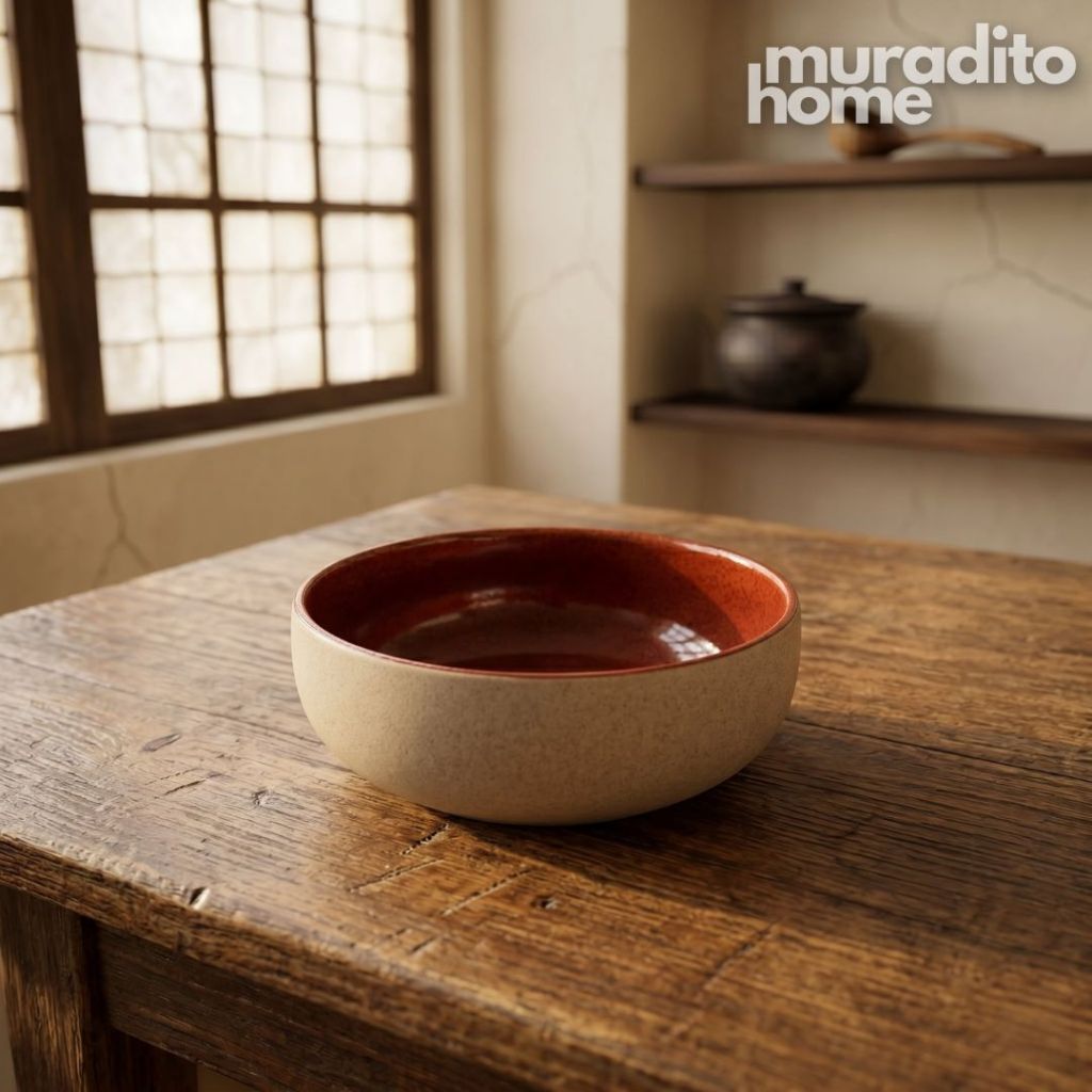 Muraditohome Aesthetic Two-Tone Stoneware Bowl 5x2 inches