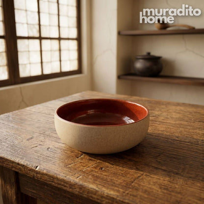 Muraditohome Aesthetic Two-Tone Stoneware Bowl 5x2 inches