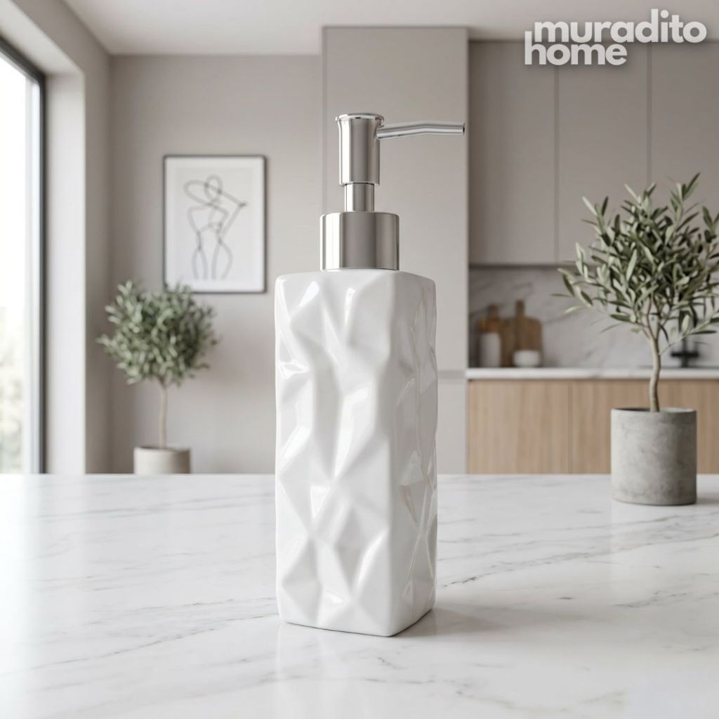 Muraditohome Aesthetic Modern Ceramic Soap Dispenser 350 ml and 410 ml