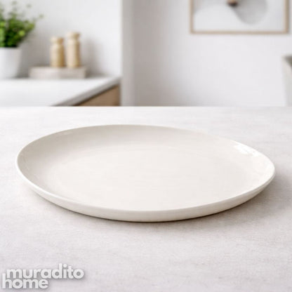 Muraditohome Tahom Minimalist Ceramic Plate Unique Egg Shape and Round Plate Collection