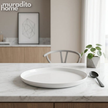 Muraditohome Tahom Minimalist Ceramic Plate Unique Egg Shape and Round Plate Collection