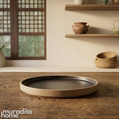 Muraditohome Aesthetic Two-Tone Stoneware Dinner Plate 12x1 inches