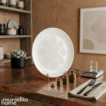 Muraditohome Aesthetic White Ceramic Textured Salad Plate 8.75 in