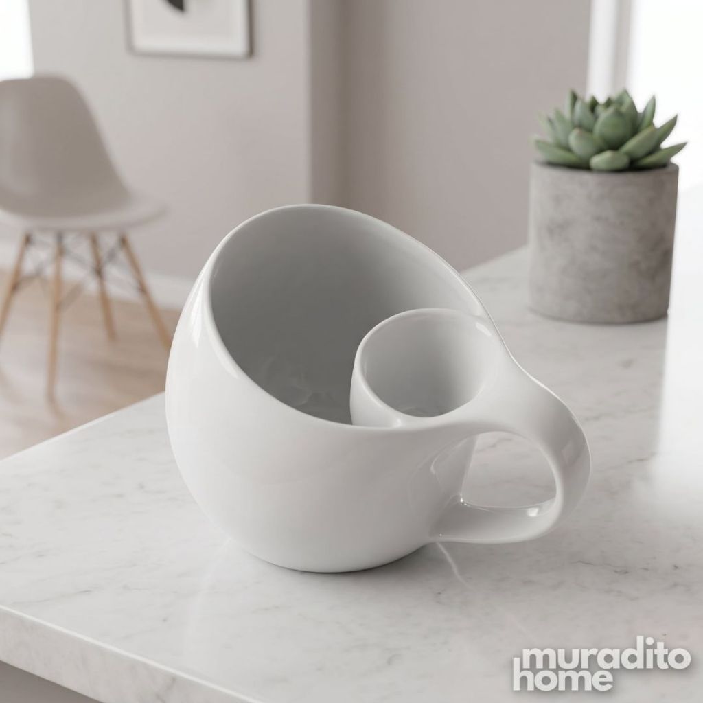 Muraditohome Modern White Ceramic All-In-One Tea Infuser Mug 3.5x3.25 in