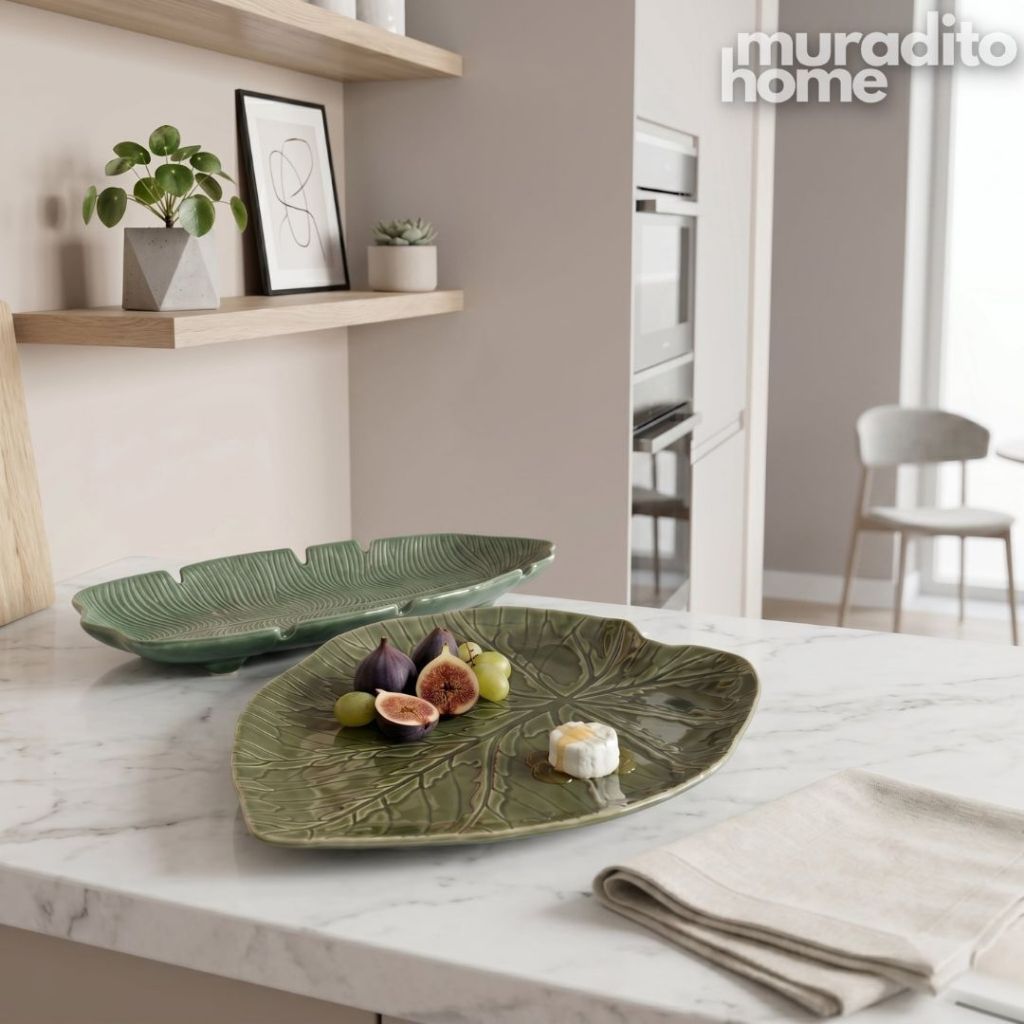Muraditohome Botanical Leaf Ceramic Serving Plates