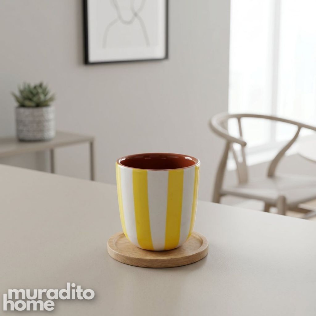 Muraditohome Alaria Striped Ceramic Espresso Cup 100 ml