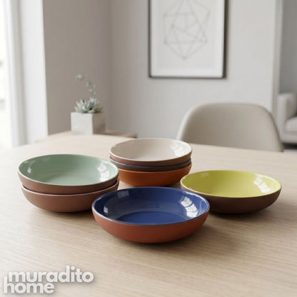 Muraditohome Premium Two-Tone Ceramic Pasta Bowl 8.5x1.75 inches