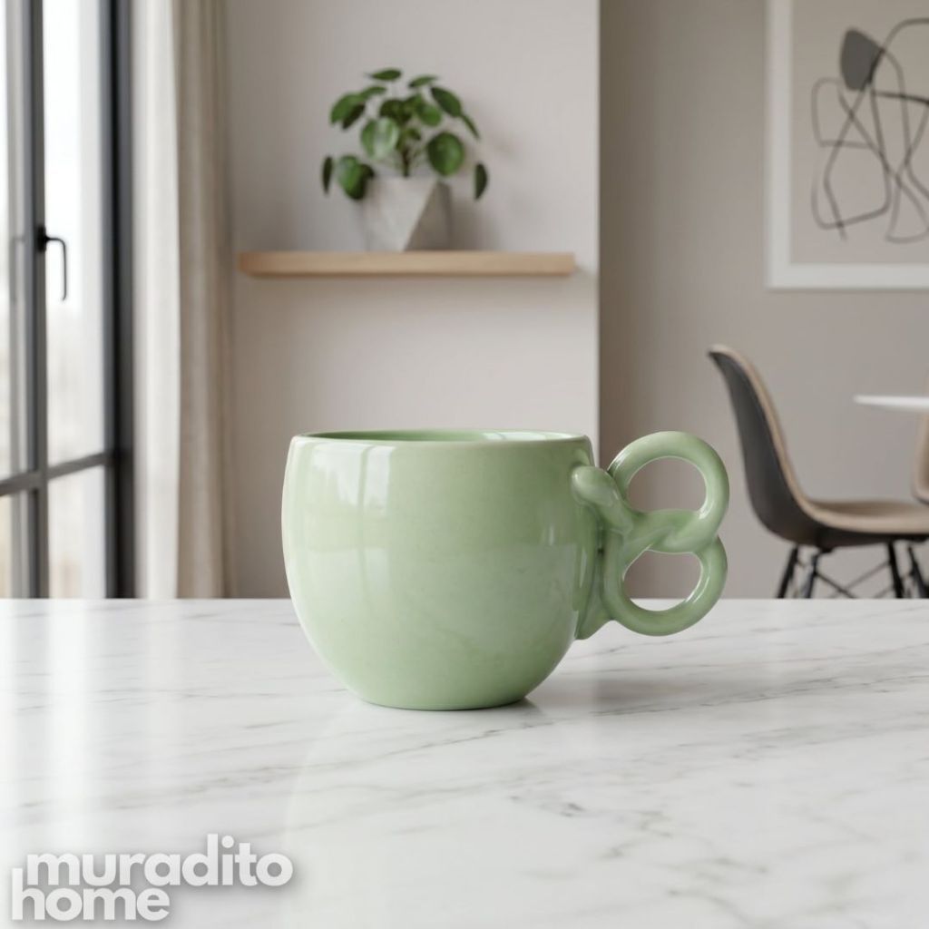 Muraditohome Tied Handle Ceramic Mug 270 ml