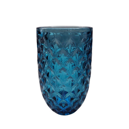 Muraditohome Neytiri Blue Glassware Collection | Premium Vintage Embossed Ocean Blue Glass