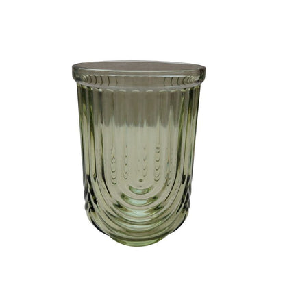 Muraditohome Kayina Retro Green Glassware Collection | Premium Vintage Ribbed Art Deco Glass