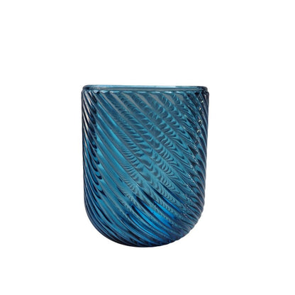 Muraditohome Venita Blue Glassware Collection | Premium Vintage Diagonal Swirl Ocean Blue Glass