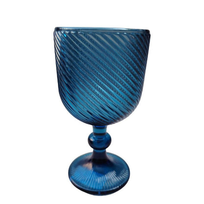 Muraditohome Venita Blue Glassware Collection | Premium Vintage Diagonal Swirl Ocean Blue Glass