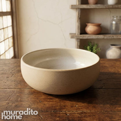 Muraditohome Aesthetic Two-Tone Stoneware Bowl 8x2.25 and 6.5x2.25 inches