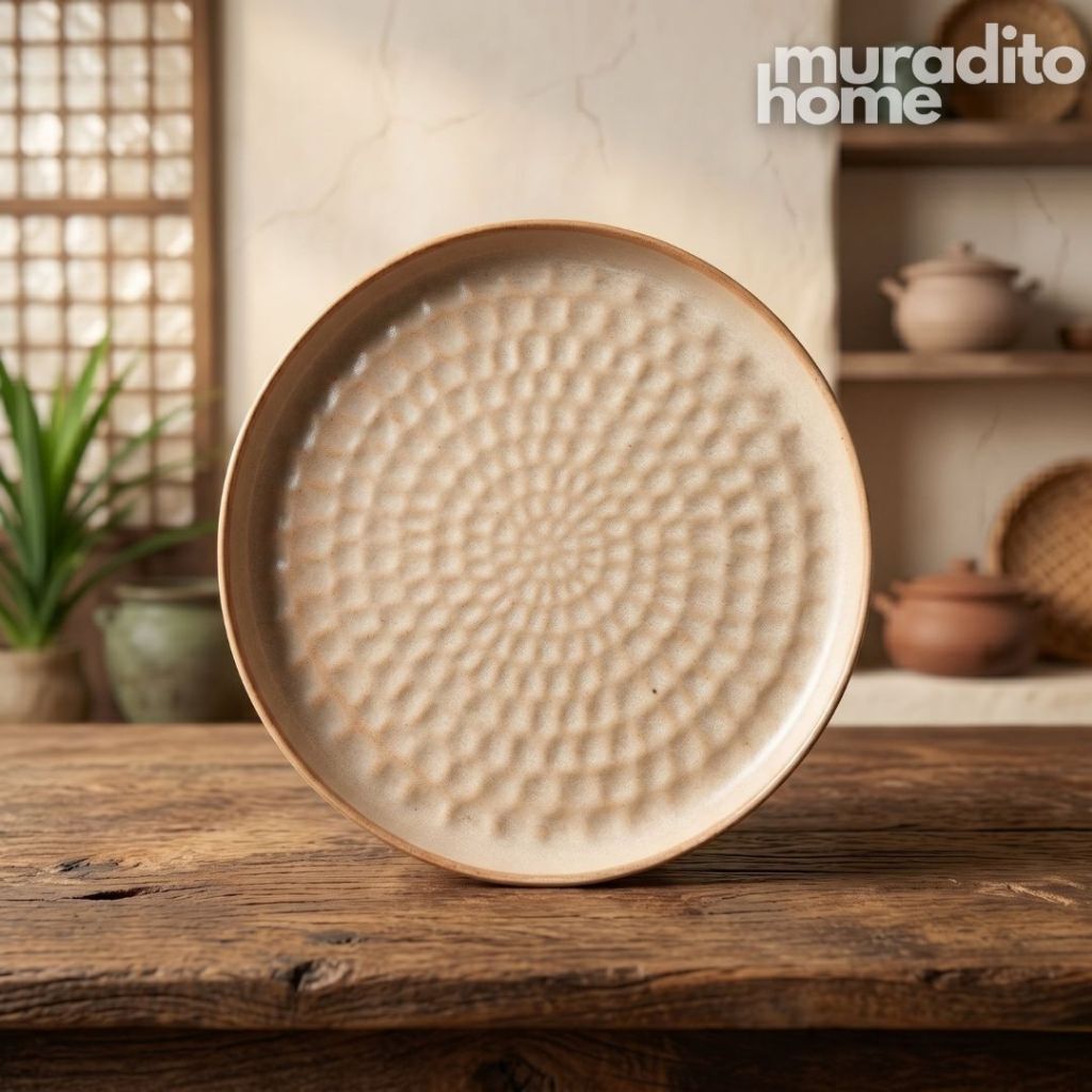 Muraditohome Aesthetic Textured Stoneware Dinner Plate 10.25x1 inches
