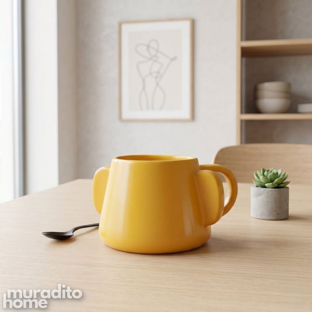 Muraditohome Cute Double-Handle Ceramic Mug 310 ml