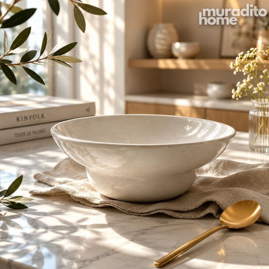 Muraditohome Aesthetic Speckled Ceramic Footed Serving Bowl 7.5x3.25 in