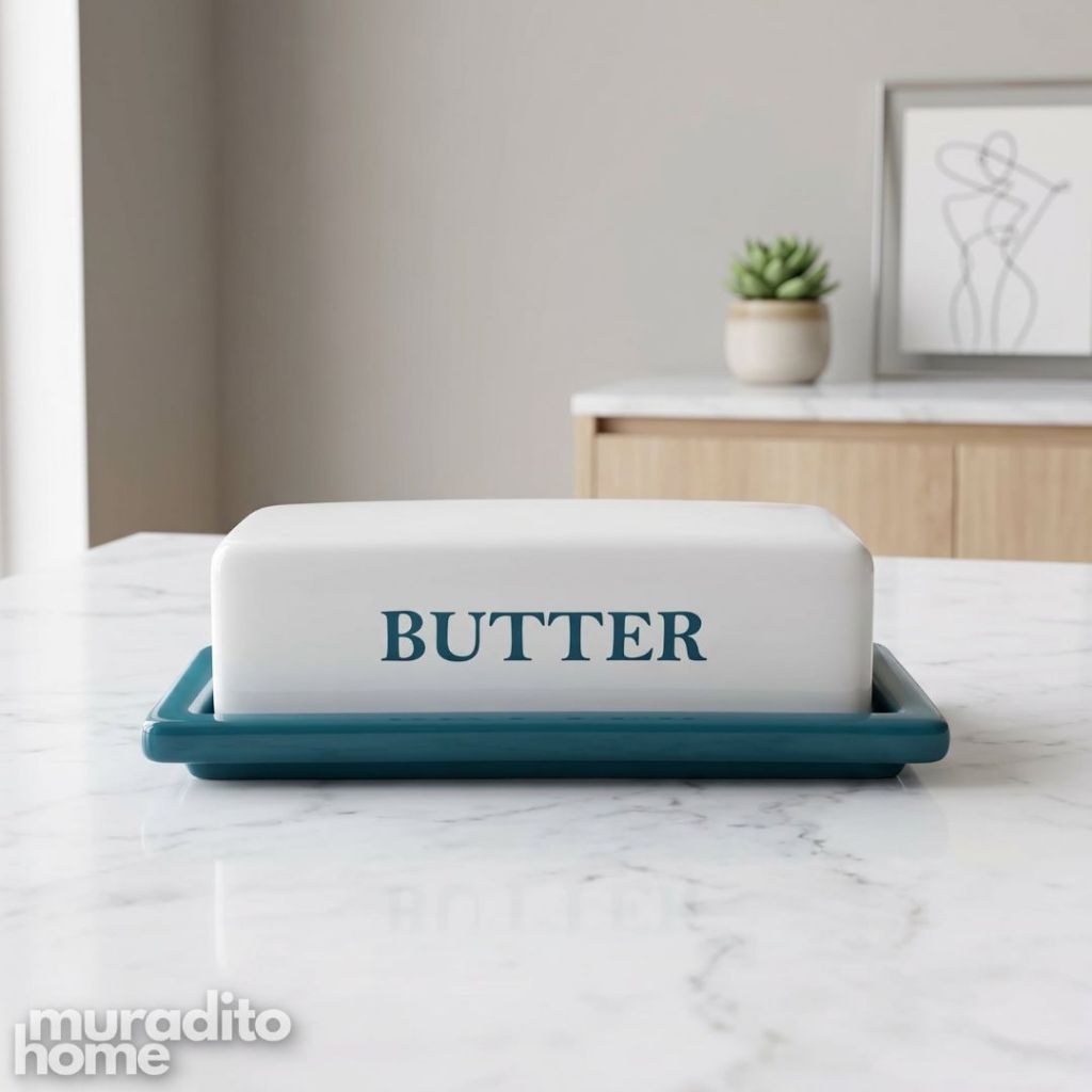 Muraditohome Aesthetic Ceramic Butter Dish with Lid 6x2.75x2 in