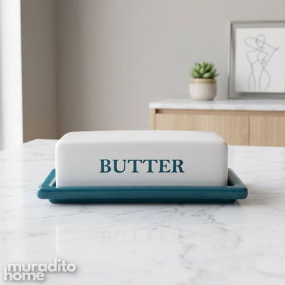 Muraditohome Aesthetic Ceramic Butter Dish with Lid 6x2.75x2 in