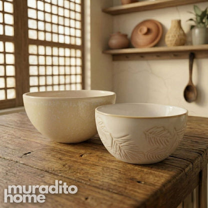 Muraditohome Isla Botanical Leaf Embossed Ceramic Bowl 3.5x2 in