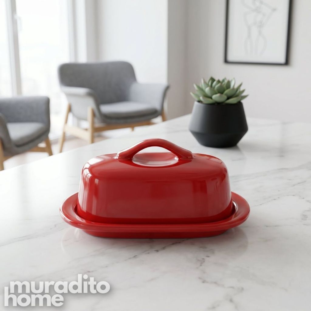 Muraditohome Minimalist Butter Dish with Handle Lid 5x2.75x2.25 inches