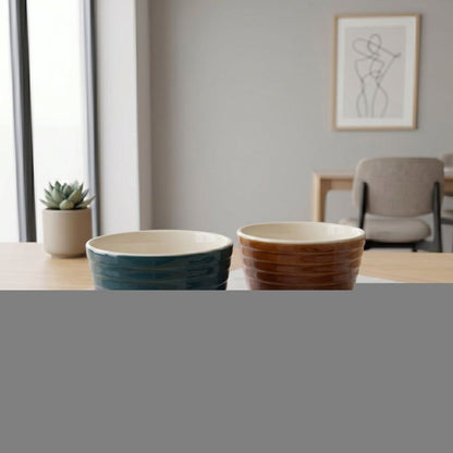 Muraditohome Aesthetic Ribbed Ceramic Bowl 3.25x1.75 inches