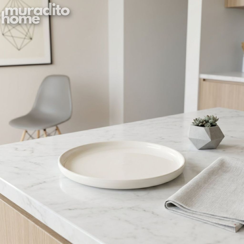 Muraditohome Tahom Minimalist Ceramic Plate Unique Egg Shape and Round Plate Collection