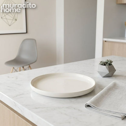 Muraditohome Tahom Minimalist Ceramic Plate Unique Egg Shape and Round Plate Collection