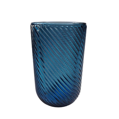 Muraditohome Venita Blue Glassware Collection | Premium Vintage Diagonal Swirl Ocean Blue Glass