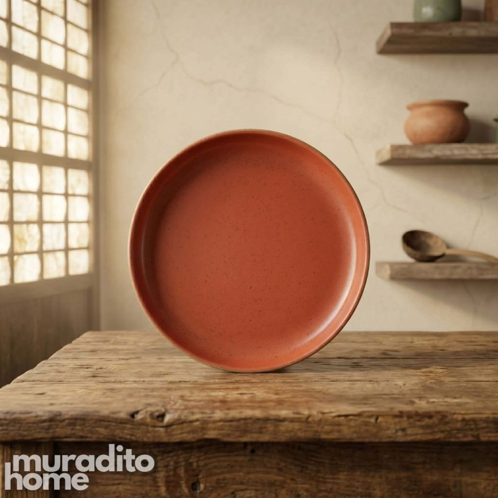 Muraditohome Rustic Stoneware Bread Plate 6.25 inches Minimalist Ceramic Dessert & Side Plate