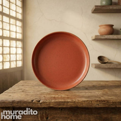 Muraditohome Rustic Stoneware Bread Plate 6.25 inches Minimalist Ceramic Dessert & Side Plate