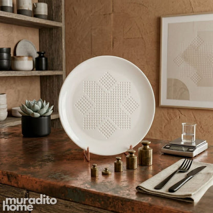 Muraditohome Aesthetic White Ceramic Textured Salad Plate 8.75 in