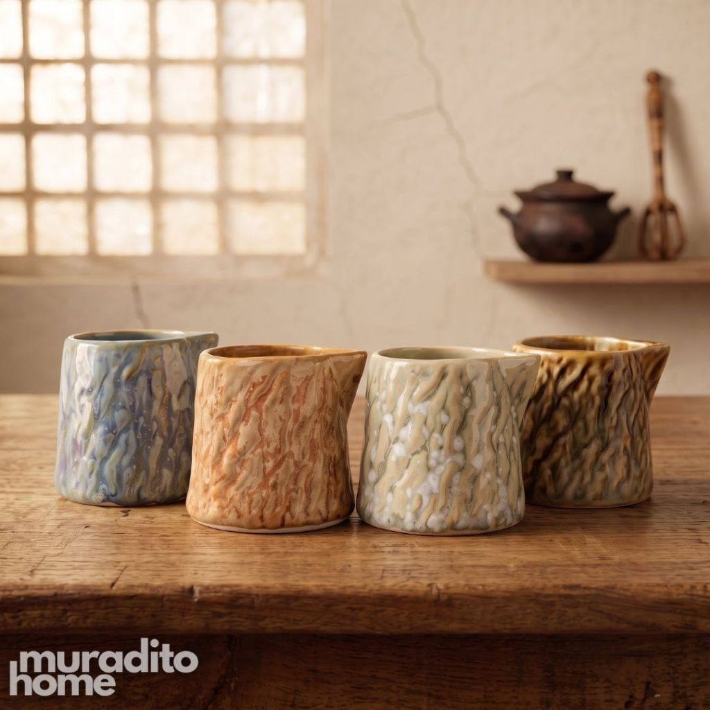 Muraditohome Vinya Porcelain Milk Jug 50ml | Mini Creamer & Sauce Jug | Lava, Sea, Moss & Grass