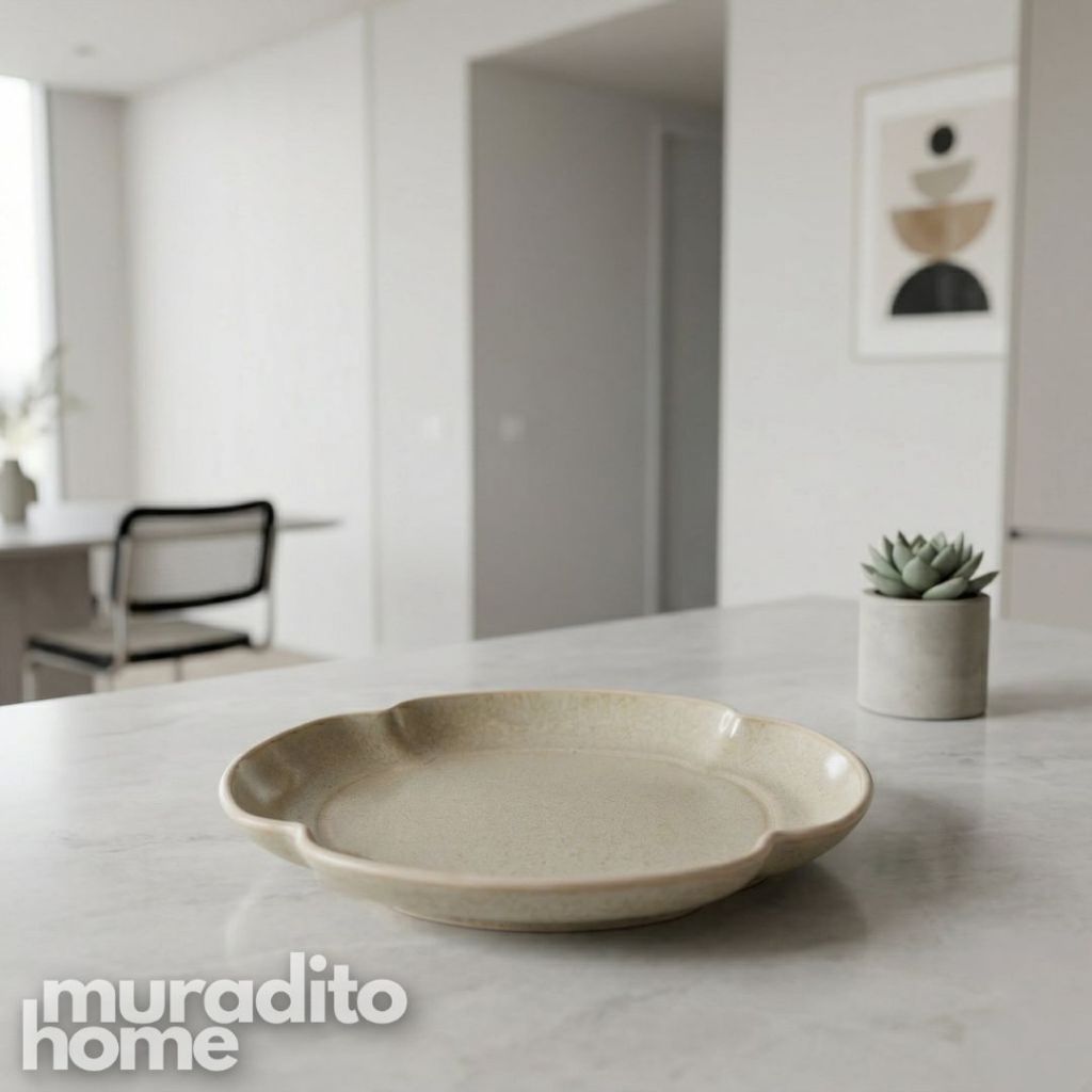 Muraditohome Vida Scalloped Ceramic Bread Plate 6.5 in