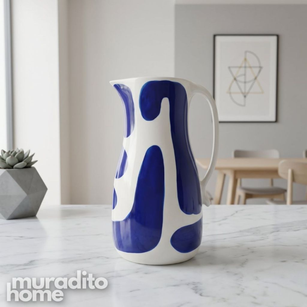 Muraditohome Boudoir Ceramic Deco Kitchenware Vibrant Abstract Cups, Serving Bowl & Oval Platter